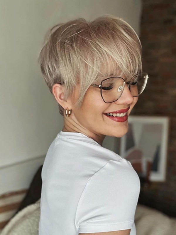 Parrucche Sintetiche Corte Boycuts Da 6" Senza Cappuccio E Lisce