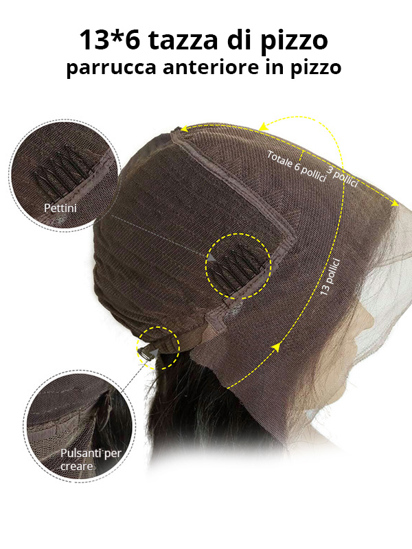 Ombre Lunghe Ondulate 13 * 6 Parrucche Anteriori In Pizzo Con Frangia Laterale 16 Pollici