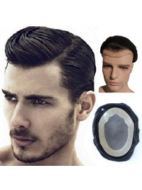 8"x10" Toupee Mtoup201101 Degli Uomini Dei Capelli Umani Corti Corti Neri