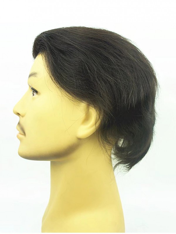 8"x10" Toupee Mtoup201101 Degli Uomini Dei Capelli Umani Corti Corti Neri