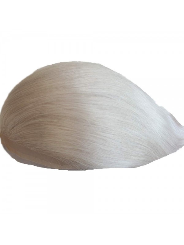 8"x10" Toupee Da Uomo Per Capelli Umani Lisci Bianchi Per Uomini Anziani Mtoup201109