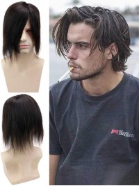 8"x10" Toupee Mtoup201110 Degli Uomini Dei Capelli Umani Lunghi Dritti