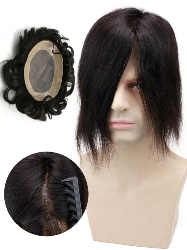 8"x10" Toupee Mtoup201110 Degli Uomini Dei Capelli Umani Lunghi Dritti