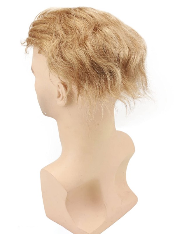 8"x10" Toupee Mtoup201111 Per Uomo Biondo Scuro Corto Dritto Con Capelli Umani
