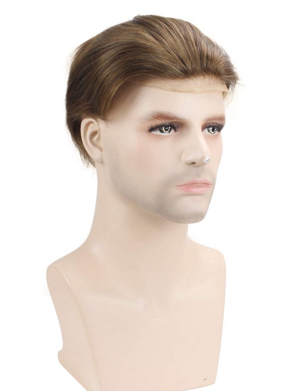 8"x10" Toupee Mtoup201115 Degli Uomini Dei Capelli Umani Corti E Lisci Marroni