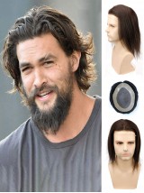 8"x10" Toupee Mtoup201116 Degli Uomini Dei Capelli Umani Ondulati Lunghi