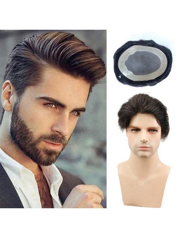 8"x10" Toupee Per Uomo Corto E Dritto Per Capelli Mtoup201122