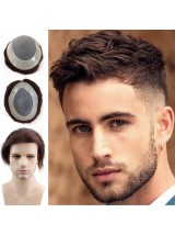 8"x10" Toupee Mtoup201126 Degli Uomini Dei Capelli Umani Corti E Lisci Marroni