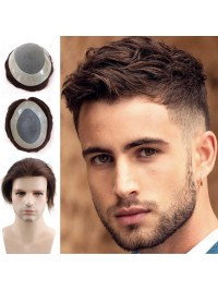 8"x10" Toupee Mtoup201126 Degli Uomini Dei Capelli Umani Corti E Lisci Marroni