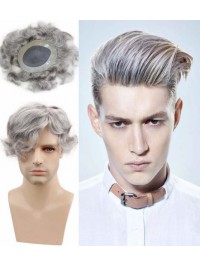 8"x10" Toupee Mtoup201129 Degli Uomini Di Capelli Umani Corti Corti Bianchi