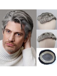 8"x10" Toupee Mtoup201134 Degli Uomini Di Capelli Umani Corti Corti Bianchi