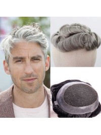8"x10" Toupee Mtoup201139 Degli Uomini Di Capelli Umani Corti Corti Bianchi