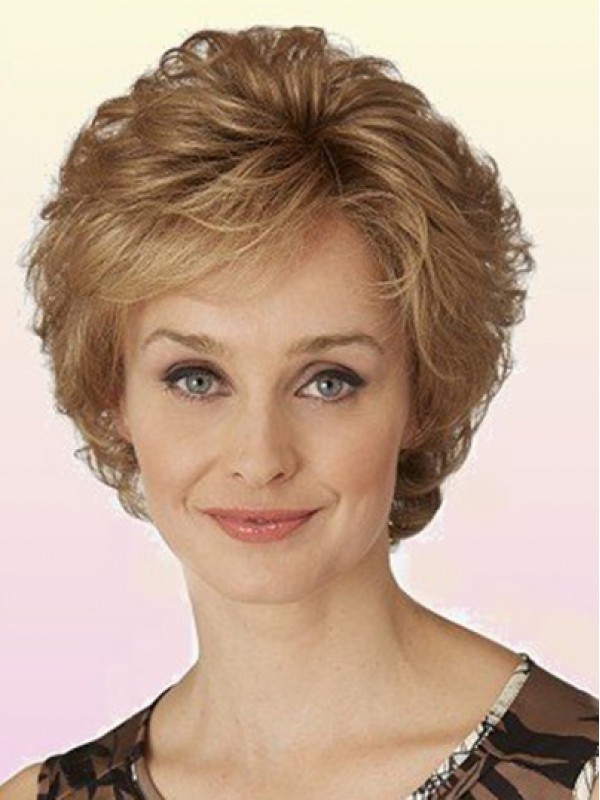 Parrucche Corte Classiche Per Capelli Biondi Ondulati Boycut