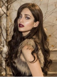 Senza Frangia Capelli Umani Di Remy Parrucche Ondulate Marroni Legate A Mano