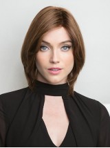 Parrucche Dritte 100% Capelli Umani Remy Castani Annodati A Mano