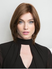 Parrucche Dritte 100% Capelli Umani Remy Castani Annodati A Mano