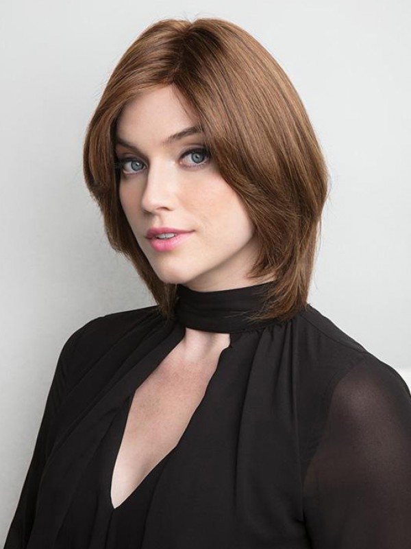 Parrucche Dritte 100% Capelli Umani Remy Castani Annodati A Mano