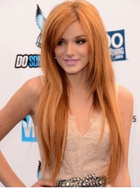 Parrucche Bella Thorne Umane In Rame Con Lunghezza Lunga Stile Dritto Senza Cappuccio