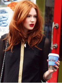 Senza Frangia Lungo Rame Ondulato 16 "Migliori Parrucche Karen Gillan Per Capelli Umani