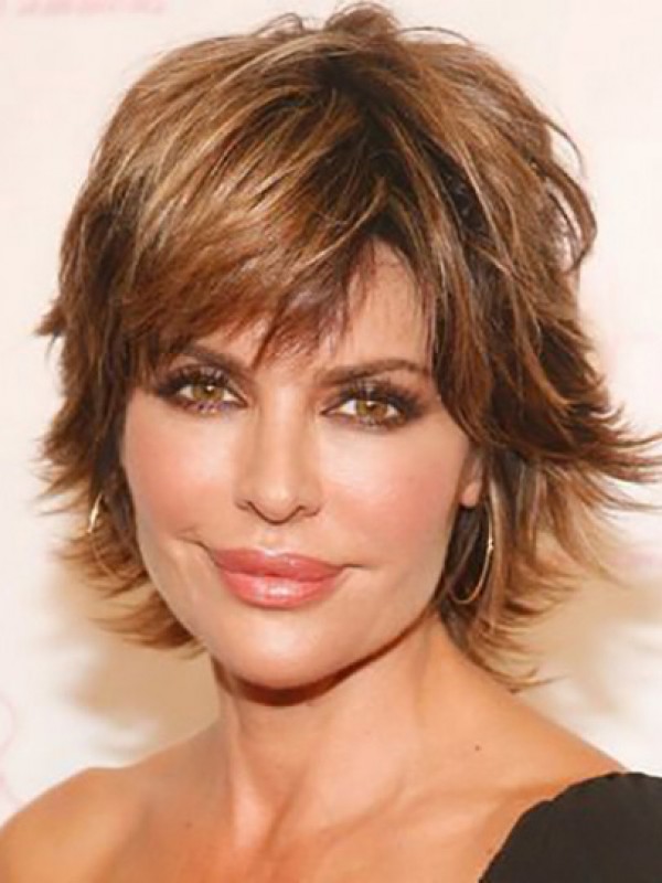 Parrucche Sintetiche Ondulate Lisa Rinna Con Lunghezza Del Mento Senza Cappuccio