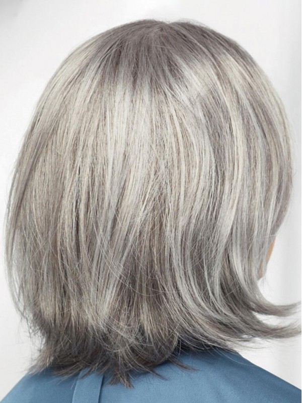 Parrucche Dritte Sul Mento Da 12" In Monofilamento Grigio Sfacciato