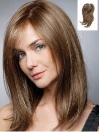 4.75"x4.75" Pezzi Di Capelli Mono Per Capelli Umani Remy Dritti Marroni Naturali