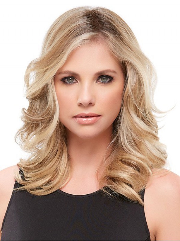 5"x5.75" Pezzi Di Capelli Mono Ondulati Naturali Biondi Di Remy Dei Capelli Umani