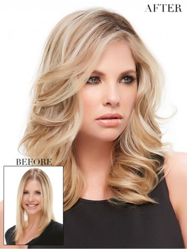 5"x5.75" Pezzi Di Capelli Mono Ondulati Naturali Biondi Di Remy Dei Capelli Umani