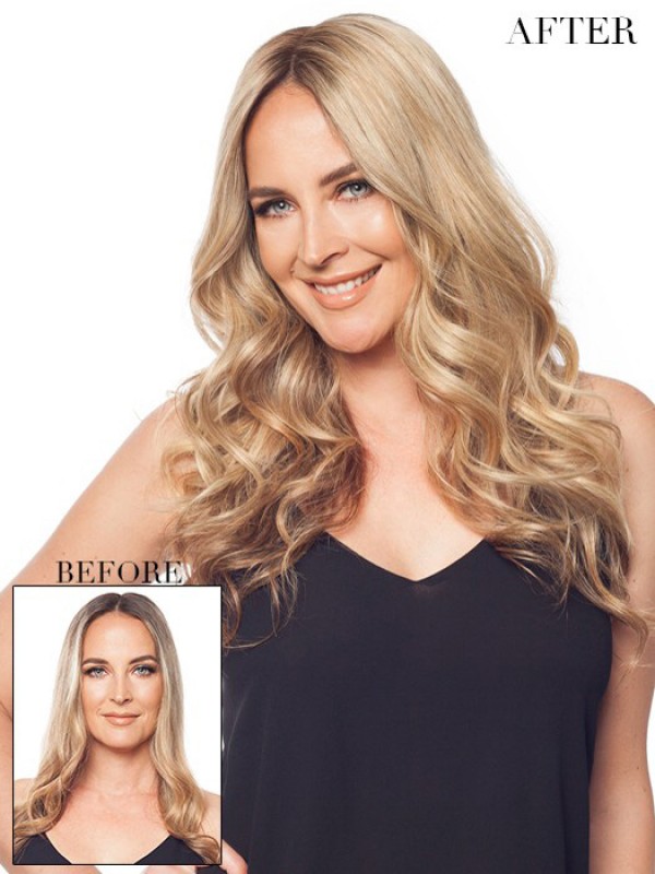 5"x5.75" 18" Capelli Biondi Ondulati Di Remy Capelli Umani Mono