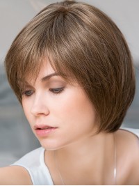 5"x2.75" Pezzo Di Capelli Mono Per Capelli Umani Remy Castani Dritti Rinfrescanti