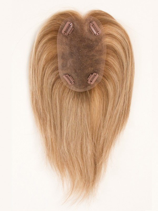 5"x2.75" Pezzo Di Capelli Mono Per Capelli Umani Remy Castani Dritti Rinfrescanti