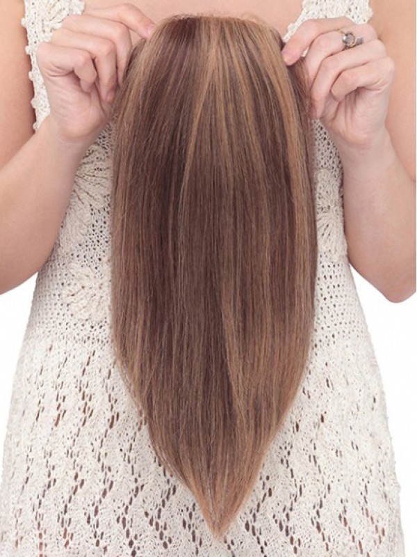 7"x6" Pezzo Superiore Sexy Dei Capelli Umani Marroni Lunghi