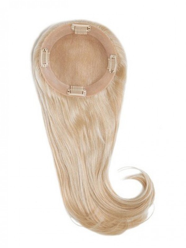 4.75"x4.75" Pezzi Di Capelli Mono 100% Capelli Umani Lunghi E Lisci Biondi