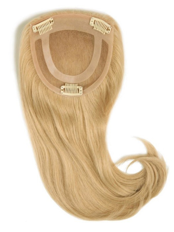 5"x4.5" Clip In Capelli Umani Biondi Pezzo Superiore