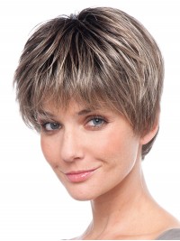 5"x5.75" Pezzi Di Capelli Mono 100% Capelli Umani Lisci Grigio Scuro