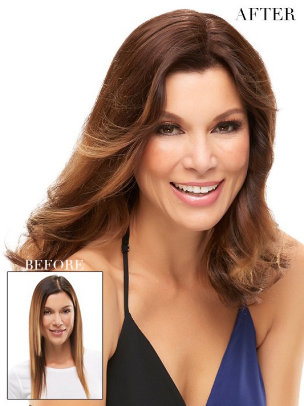 5"x2.75" Lunghi Capelli Ondulati Ramati 100% Capelli Umani