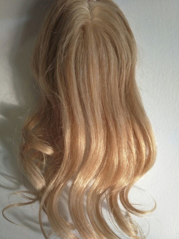 5"x5.75" Capelli Biondi Ondulati 100% Capelli Umani Mono