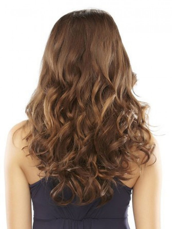 5"x2.75" Pezzi Di Capelli Mono Lunghi Ondulati Marroni Di Remy Dei Capelli Umani