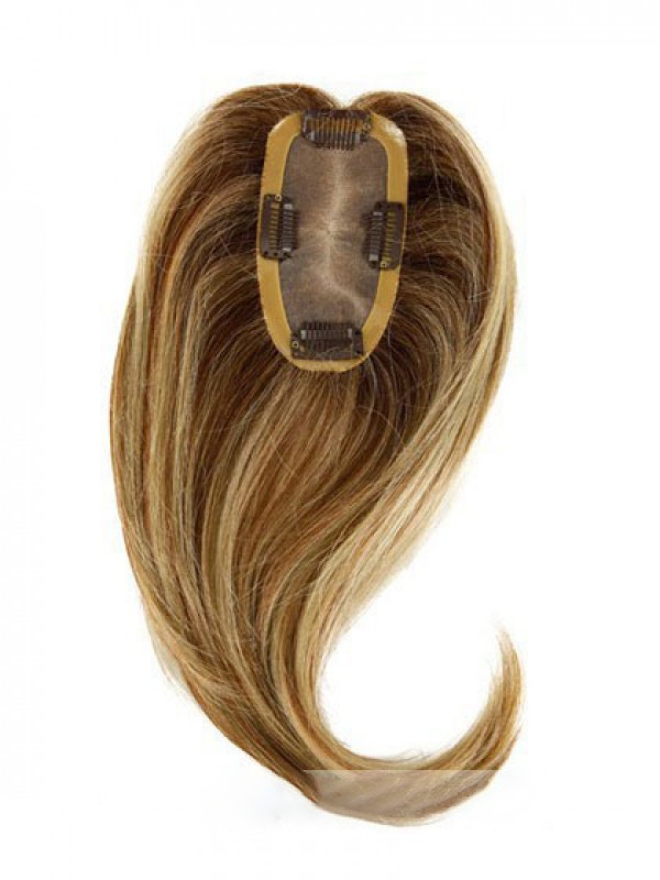 5"x2.75" Pezzi Di Capelli Mono Ondulati Marroni Di Remy Dei Capelli Umani