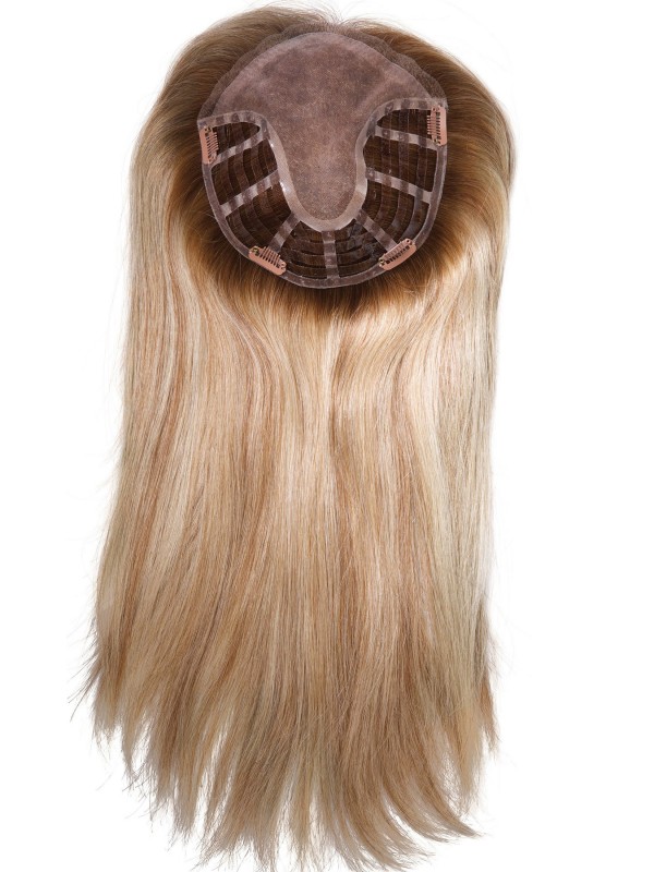 6"x6.5" Pezzi Di Capelli Mono Per Capelli Umani Remy Biondi Medi Dritti