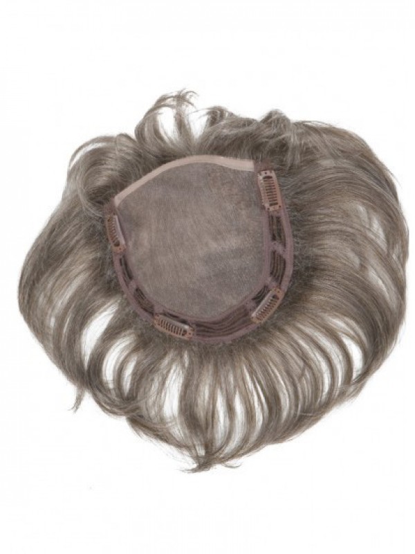 5"x5.75" Pezzi Di Capelli Mono Corti Di Remy Di Capelli Umani Castani Dritti