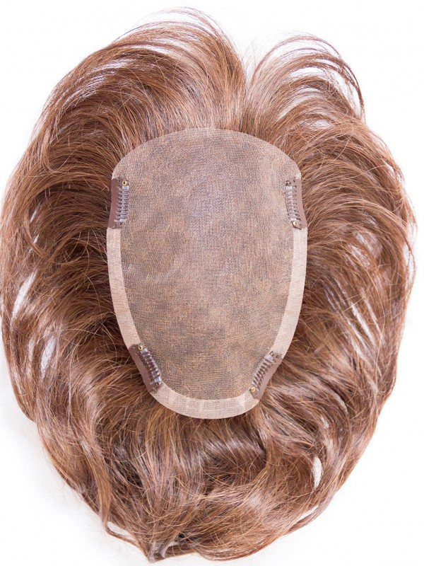 5"x3.5" Pezzi Di Capelli Mono Corti Capelli Umani Castani Dritti