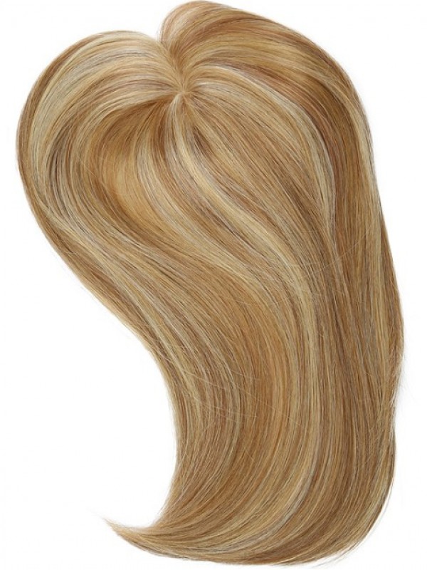 5"x5.75" Pezzo Superiore Di Capelli Umani Di Remy Biondo Medio