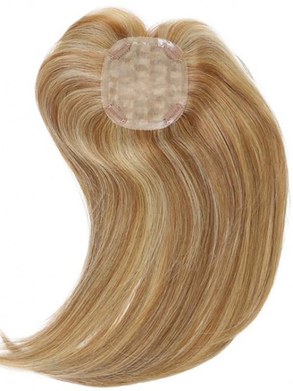 5"x5.75" Pezzo Superiore Di Capelli Umani Di Remy Biondo Medio