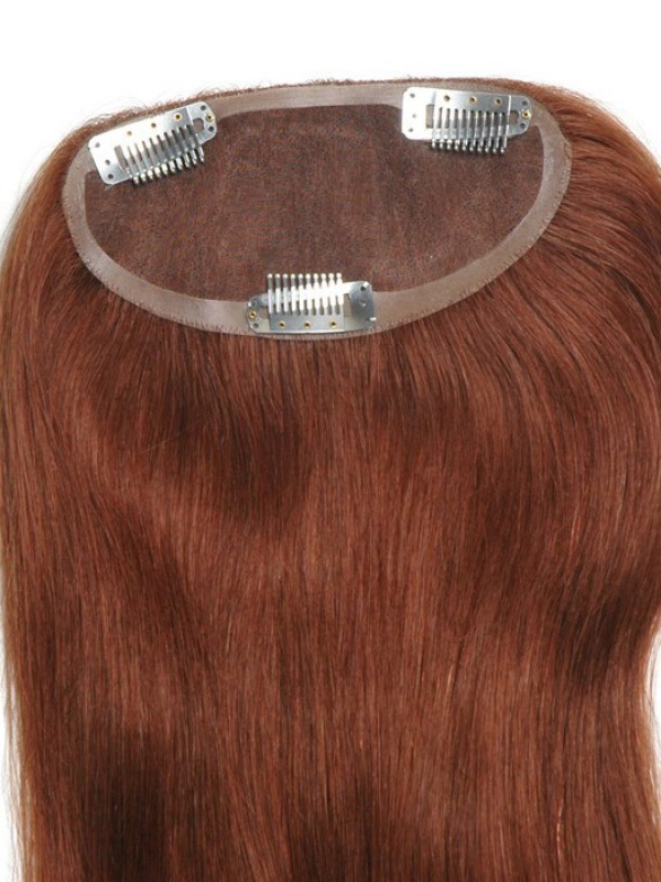 6"x3" Parrucchino Rosso Lungo Dei Capelli Umani Per Le Signore