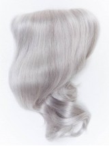 5"x5" Pezzo Di Capelli Ondulati Bianco Argentato Medio Alla Moda