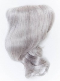 5"x5" Pezzo Di Capelli Ondulati Bianco Argentato Medio Alla Moda