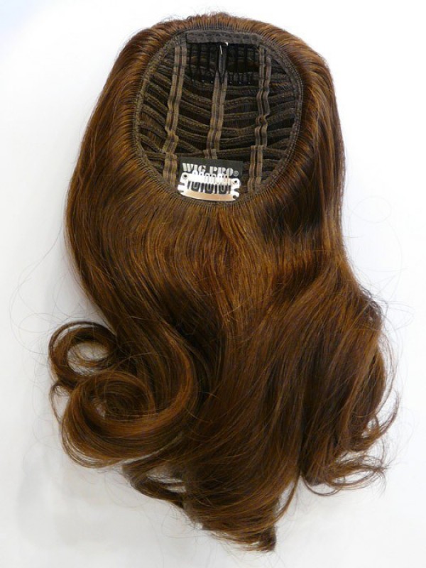 4"x3.5"x14" Parrucchino Di Capelli Umani Castani Ondulati Sexy
