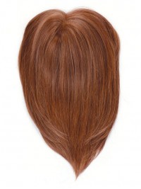5.5"x6.5" Parrucchino Con Aggiunta Di Capelli Umani Dritti Rossastri