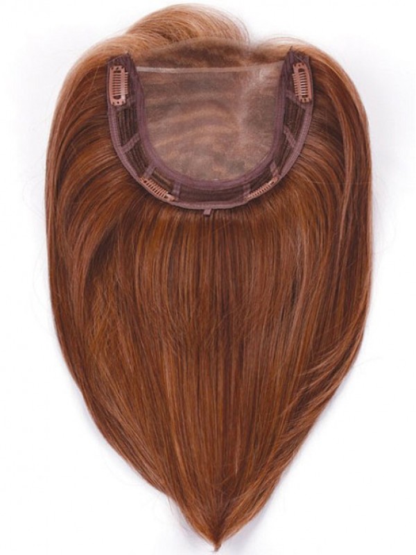 5.5"x6.5" Parrucchino Con Aggiunta Di Capelli Umani Dritti Rossastri